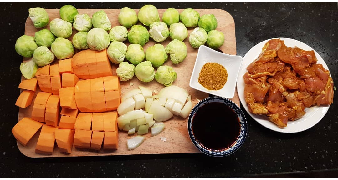 spruitjes stamppot paleo kerrie kip