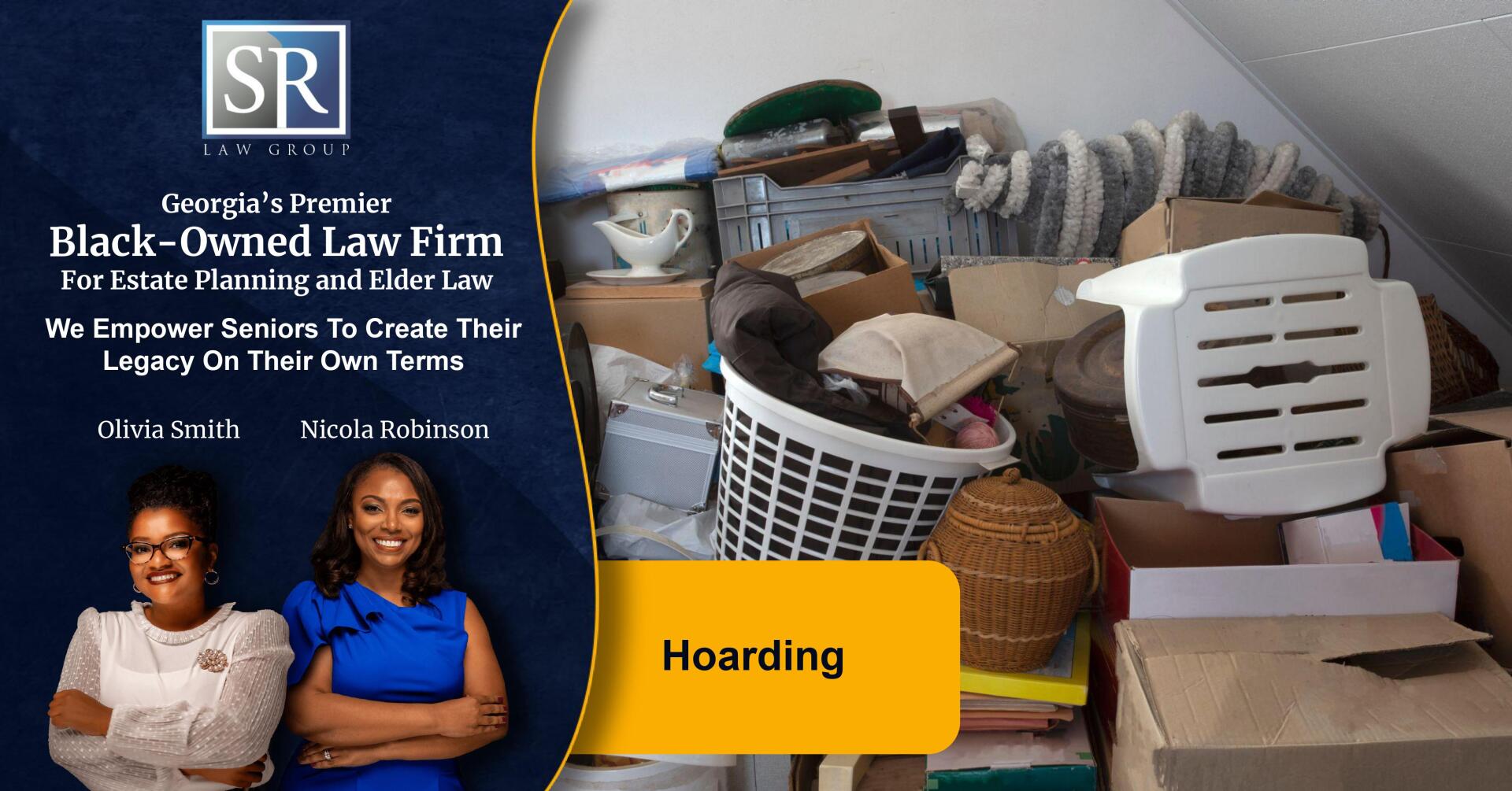 Two women are standing next to a pile of boxes and a basket.