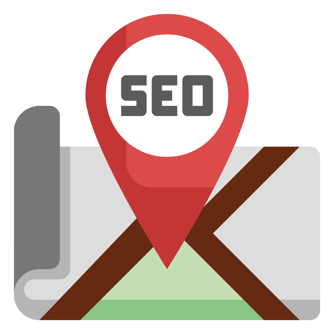 A map with a red pin that says seo on it