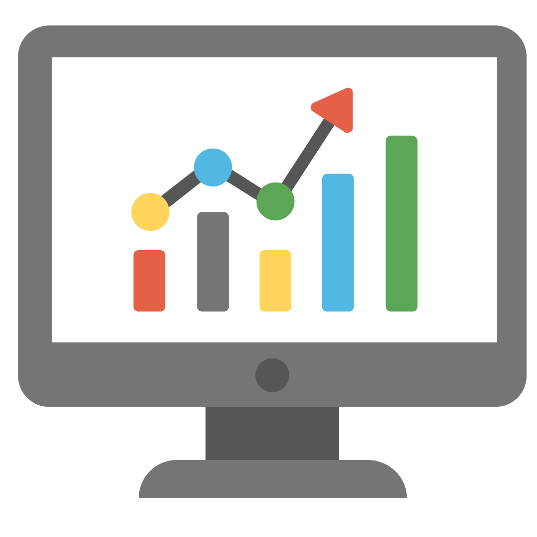 A computer monitor with a graph on it.