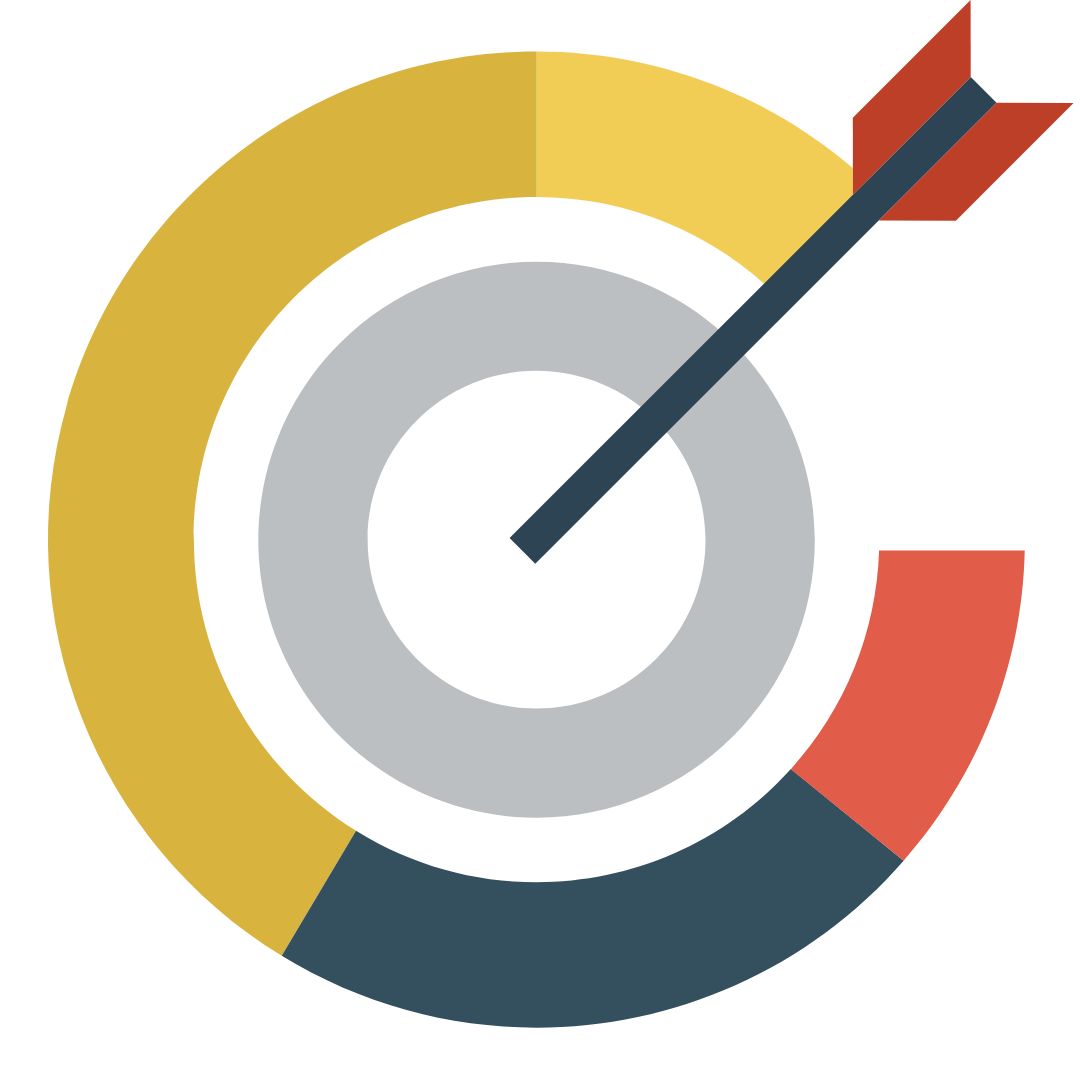 An arrow is pointing to the center of a target.
