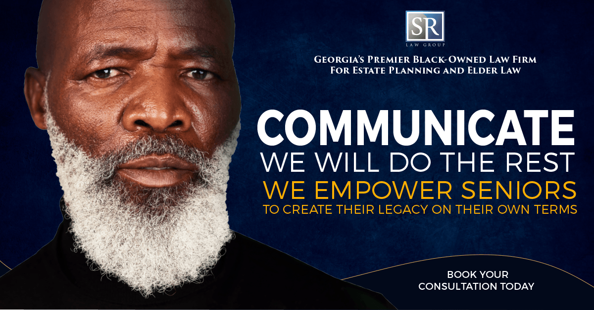 A man with a beard is on a poster that says `` communicate we will do the rest we empower seniors ''.