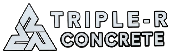 Triple-R Concrete logo with gray triangle icon and bold black text on white background