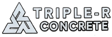 Triple-R Concrete logo with gray triangle icon and bold black text on white background
