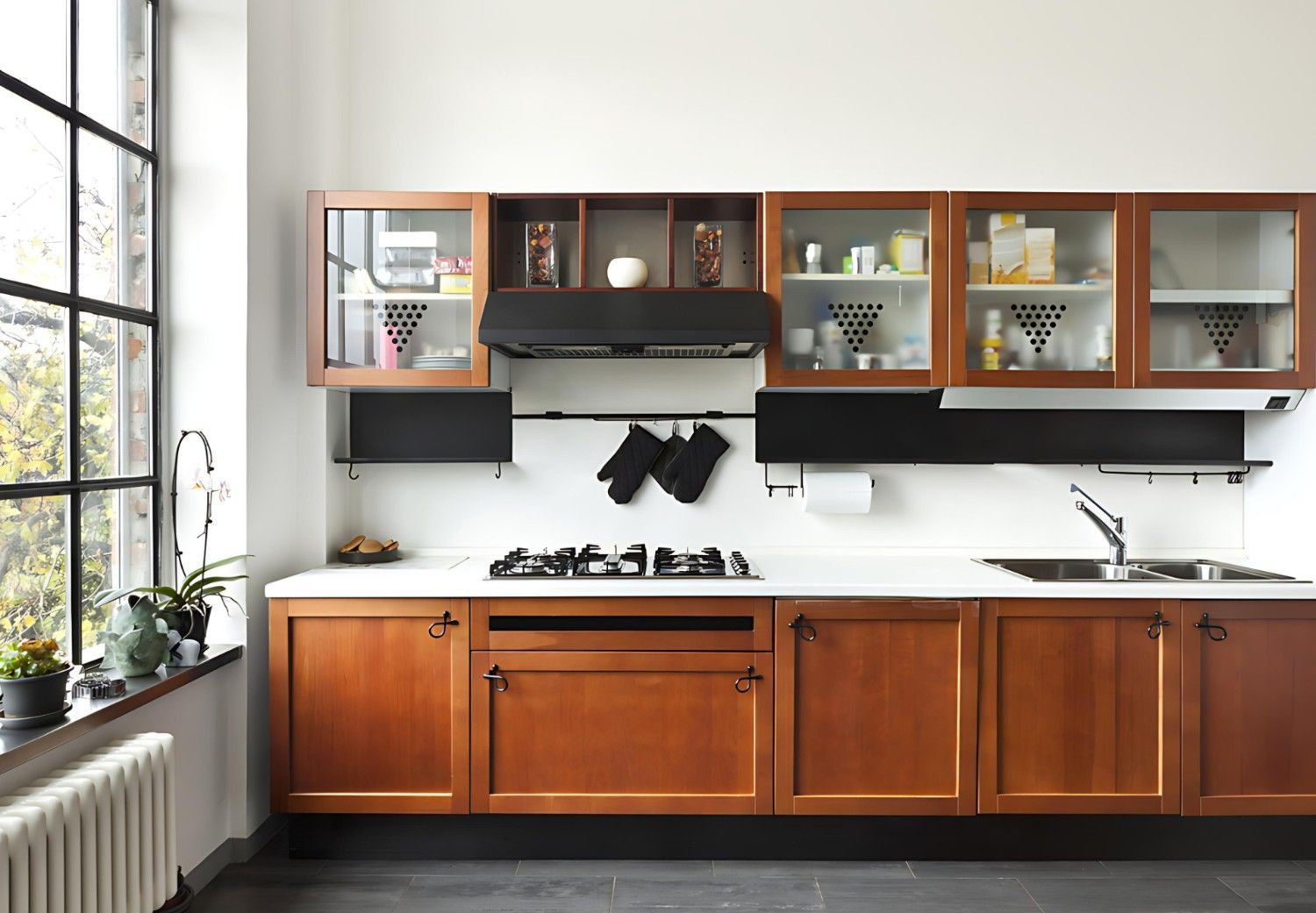 A Kitchen with Wooden Cabinets and A Stove Top Oven — B3 Plumbing in Flynn, ACT