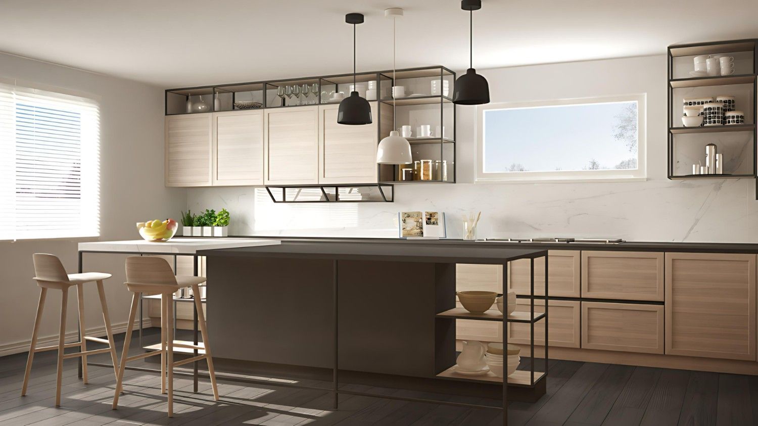 A Modern Kitchen with Wooden Cabinets — B3 Plumbing in Flynn, ACT
