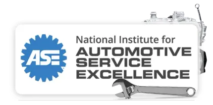 ASE logo: Blue gear with 
