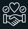 Two hands shaking with a heart above and checkmarks on either side, representing trust and agreement. | Automotive Excellence