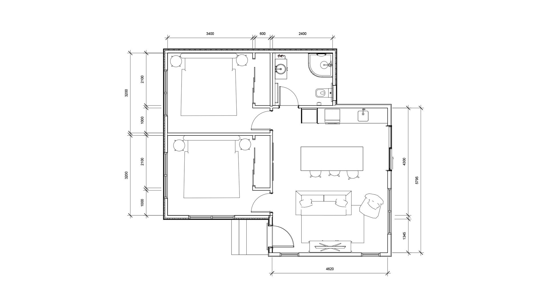 A black and white floor plan of a house on a white background.