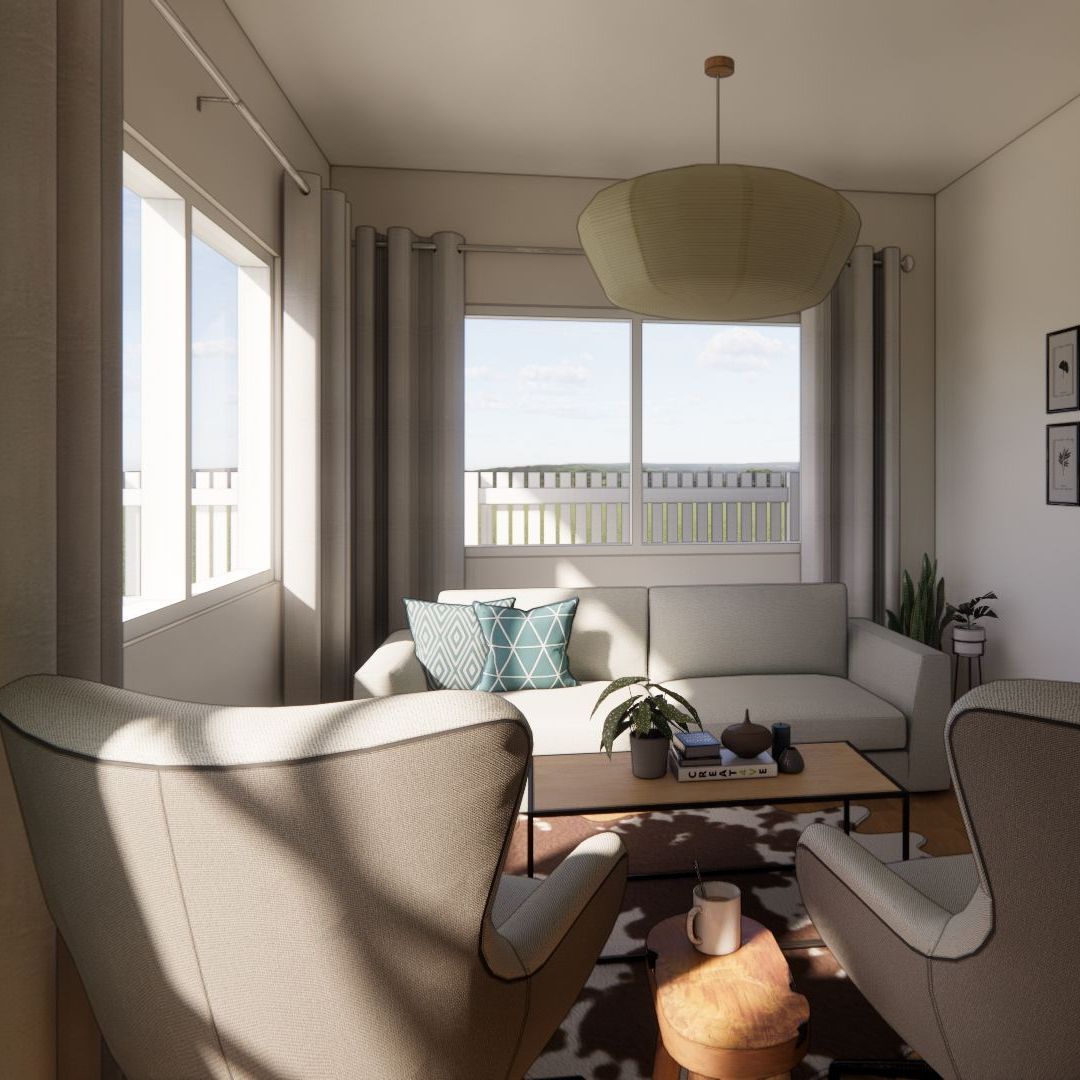 A living room with a couch , chairs and a coffee table