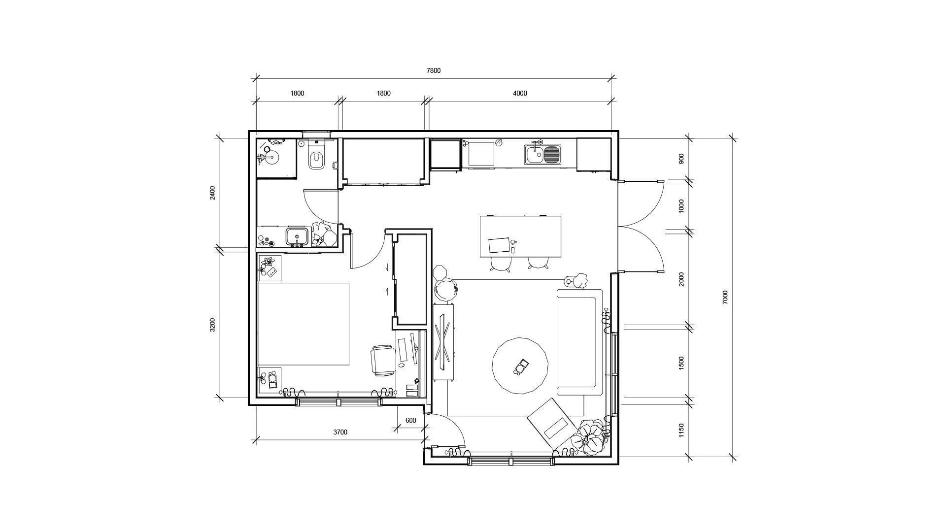A black and white floor plan of a house on a white background.