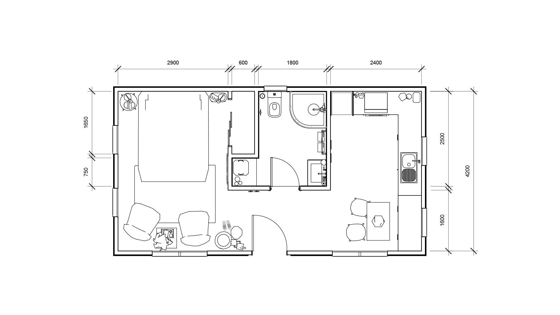 A black and white floor plan of a house on a white background.