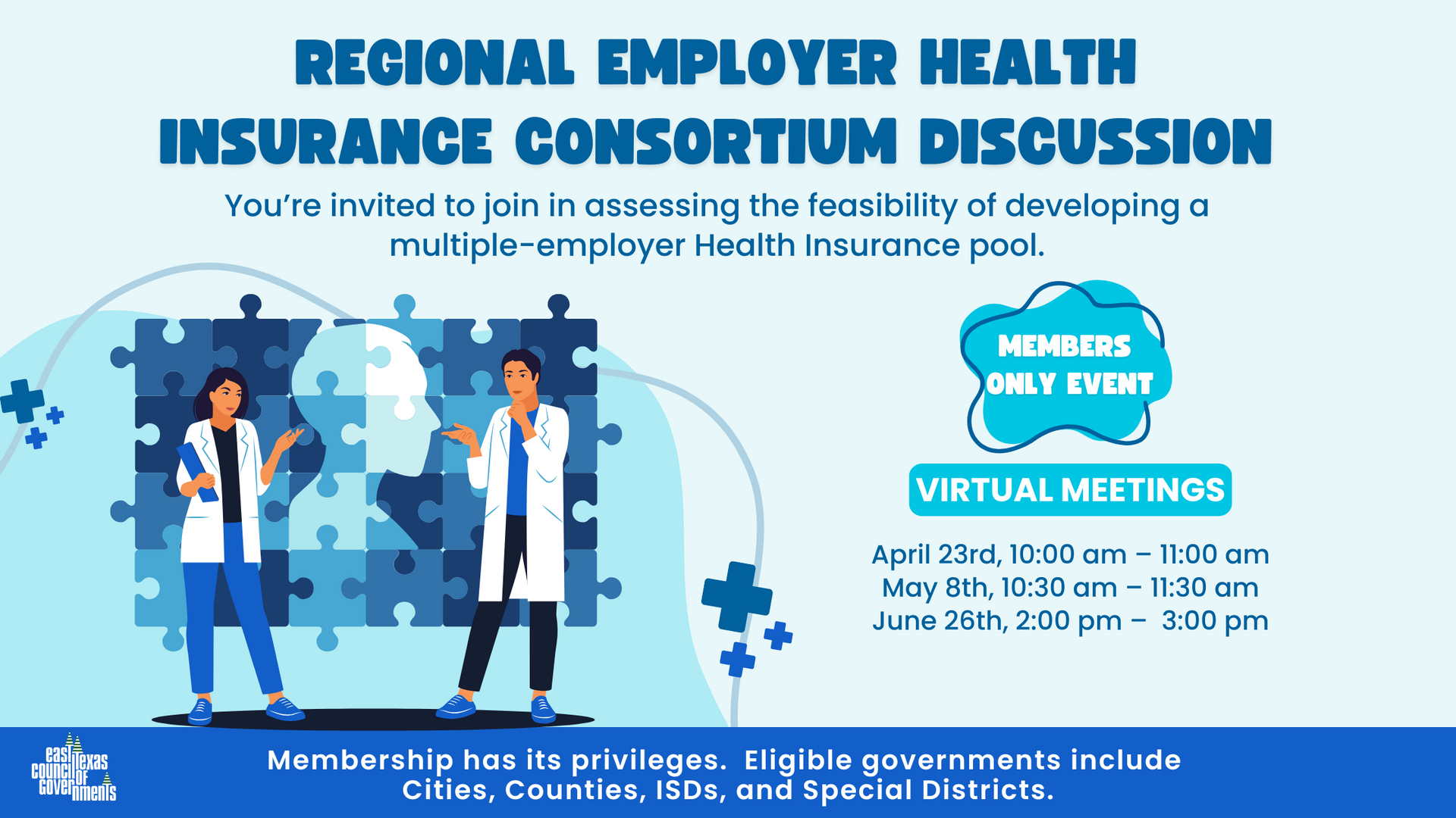 A poster for a regional employer health insurance consortium discussion.