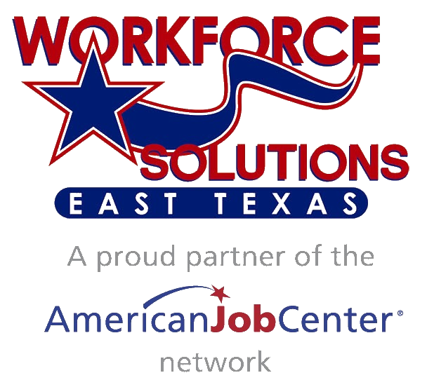 A logo for workforce solutions east texas a proud partner of the american job center network