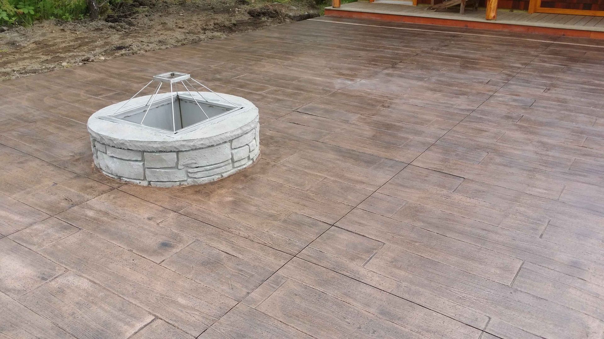 Fire Pit and Concrete Stamped — Clinton, NY — CNY Custom Concrete & Masonry