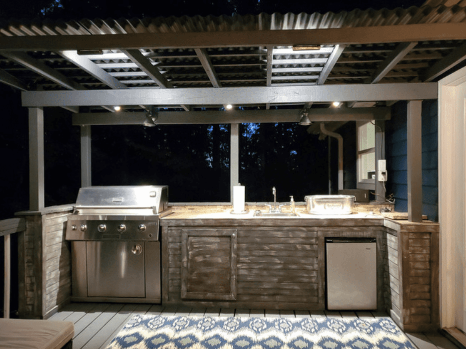 Outdoor Kitchen at Night — Clinton, NY — CNY Custom Concrete & Masonry