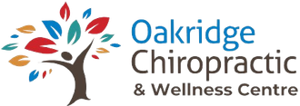 Oakridge Chiropractic & Wellness Centre logo with stylized tree and colorful leaves in blue, red, and teal
