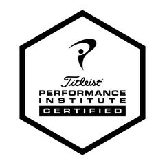 Titleist Performance Institute Certified logo in a black hexagon on a white background