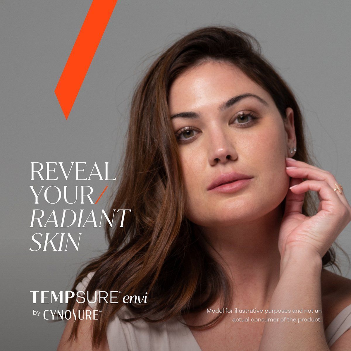 A woman 's face is on a poster that says reveal your radiant skin