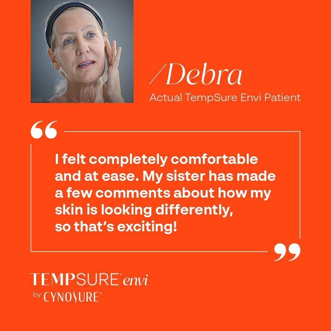 A picture of a woman with a quote that says `` i felt completely comfortable and at ease . ''