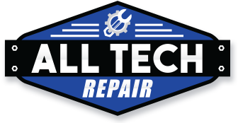 Blue and black “All Tech Repair” logo with a white gear icon and wrench above the text