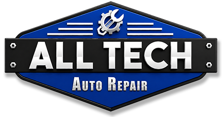 Blue and black “ALL TECH REPAIR” logo with a white gear icon and bold text
