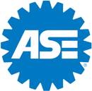 Blue ASE gear-shaped logo with white letters