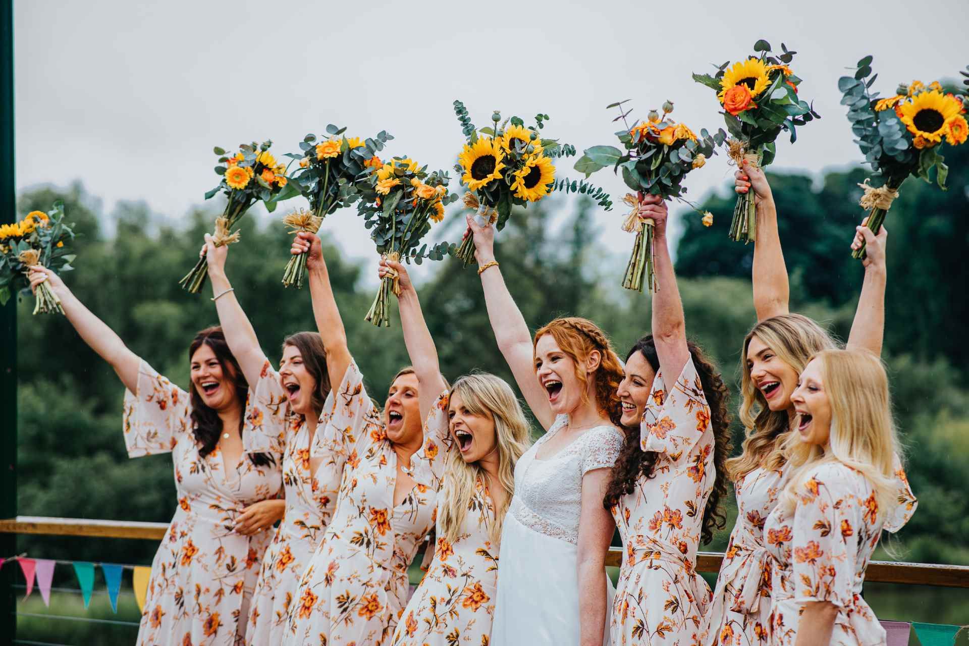 bridesmaids and bride portrait , hadsham farm, wedding party 