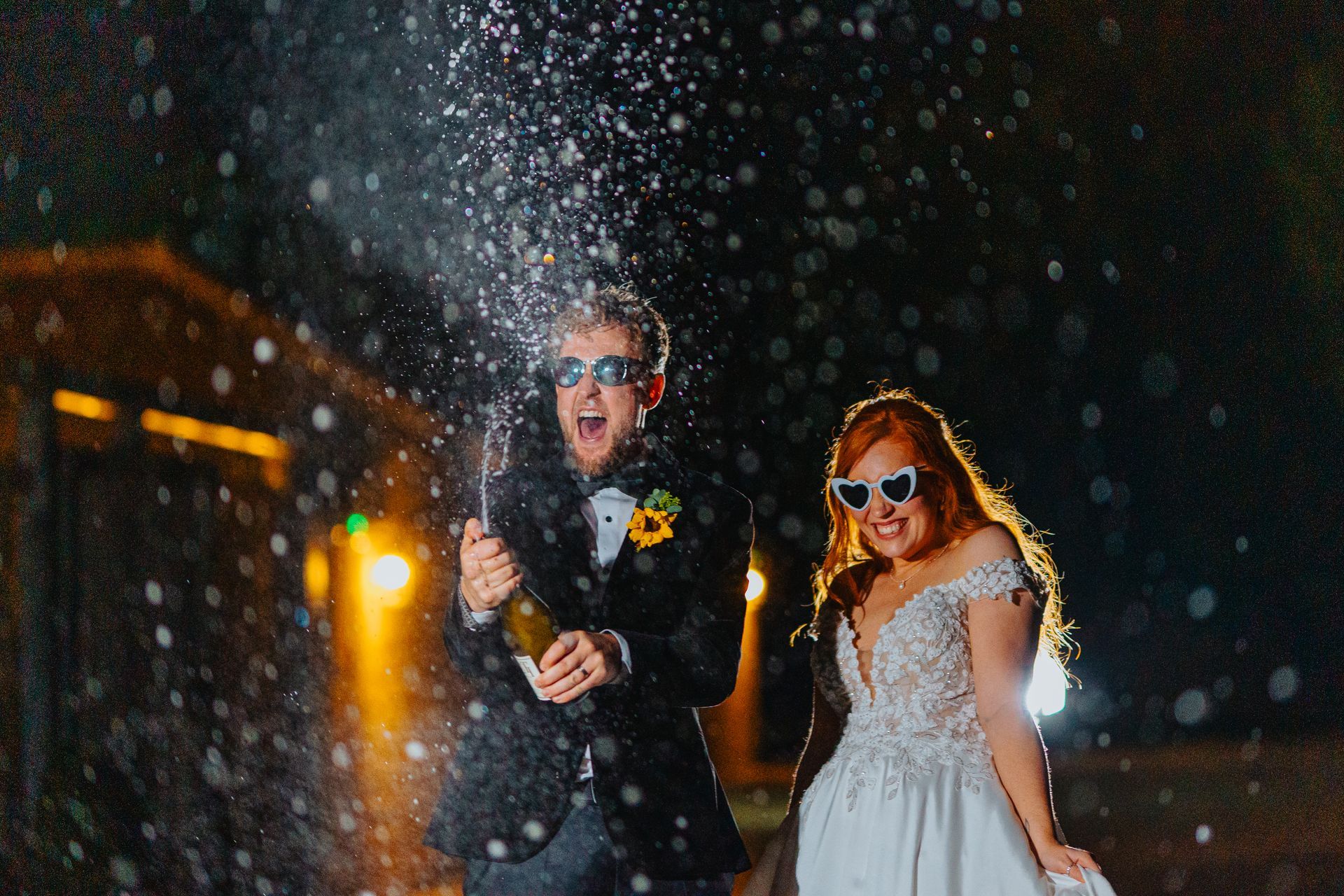 champagne wedding shot, lapstone barm warwickshire 
