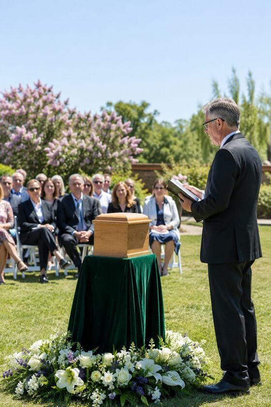 an outdoor memorial ceremony after a cremation service in Wauwatosa, WI