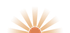 Orange sunburst icon with rays rising above a horizon on a white background