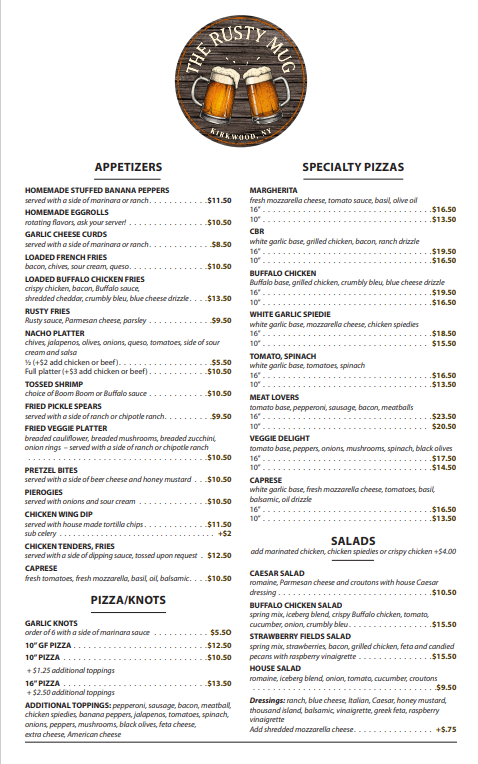 Menu for