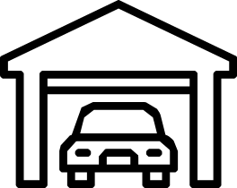 A car is parked in a garage free icon.