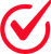 A red check mark in a circle on a white background