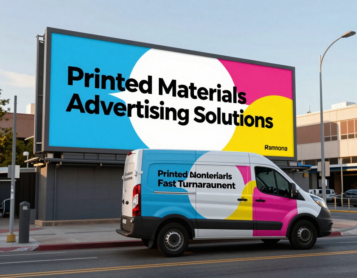 Soluciones de material impreso para publicidad en vallas publicitarias y furgonetas en colores cian