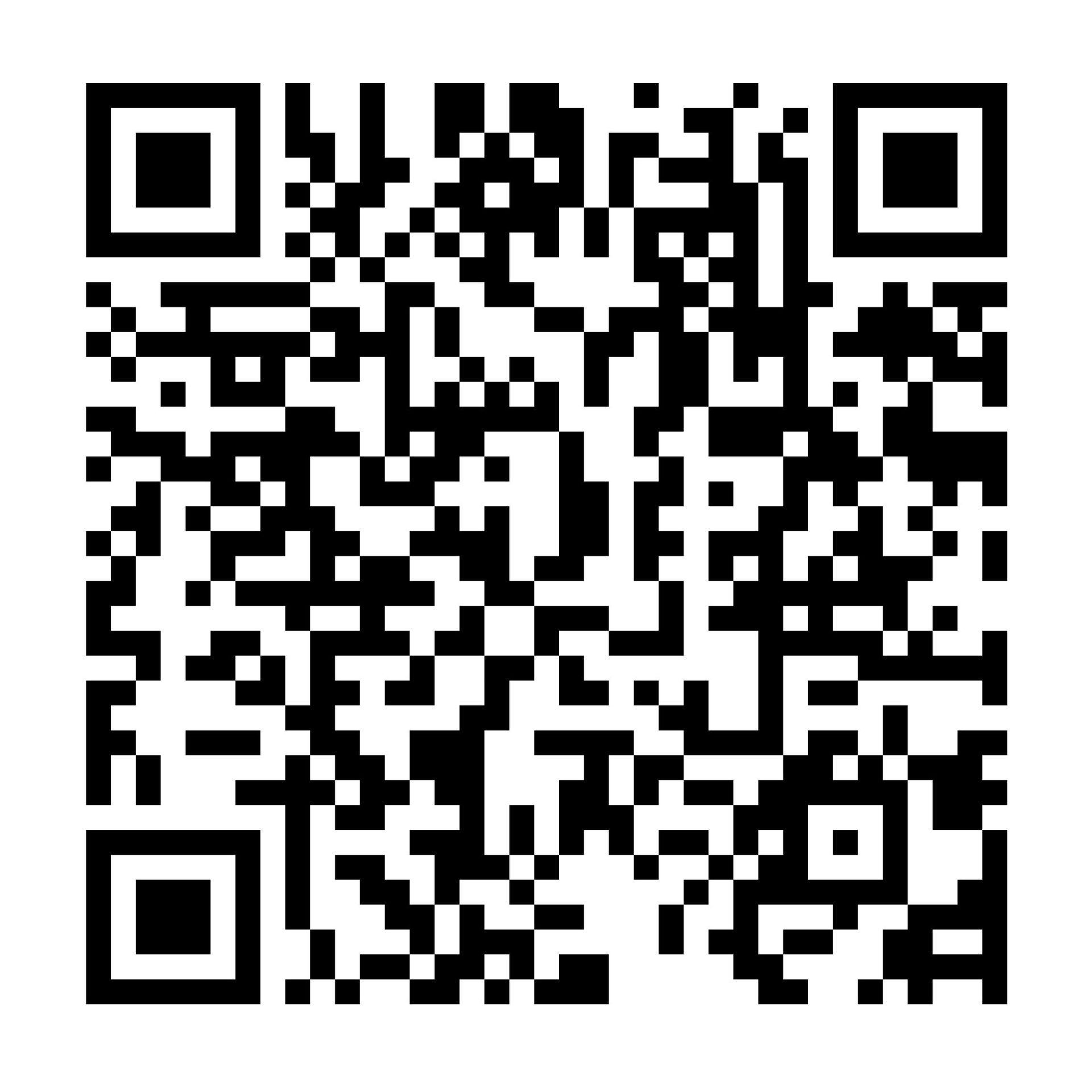 Black-and-white QR code on a white background