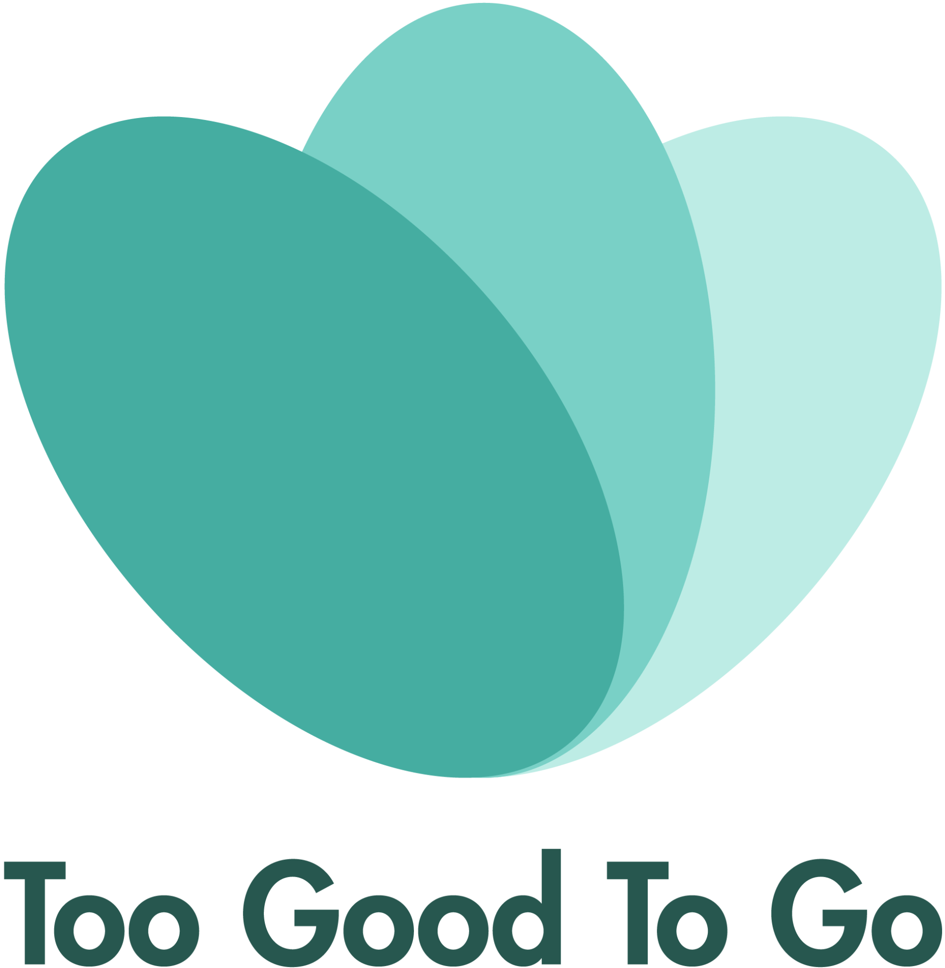 Too Good To Go-Logo mit drei sich überlappenden türkisfarbenen und mintgrünen Blütenblättern