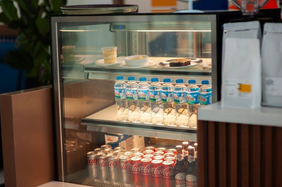 Refrigerator with drinks and desserts