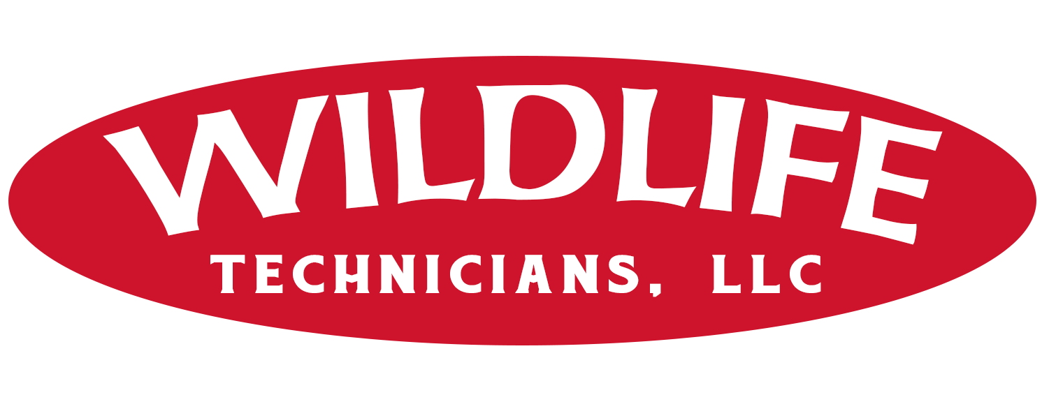 Wildlife Technicians, LLC logo in white text on a red oval background