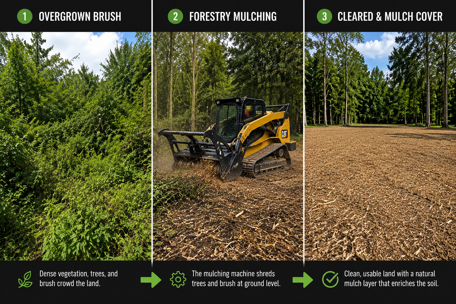 how forestry mulching works for land clearing