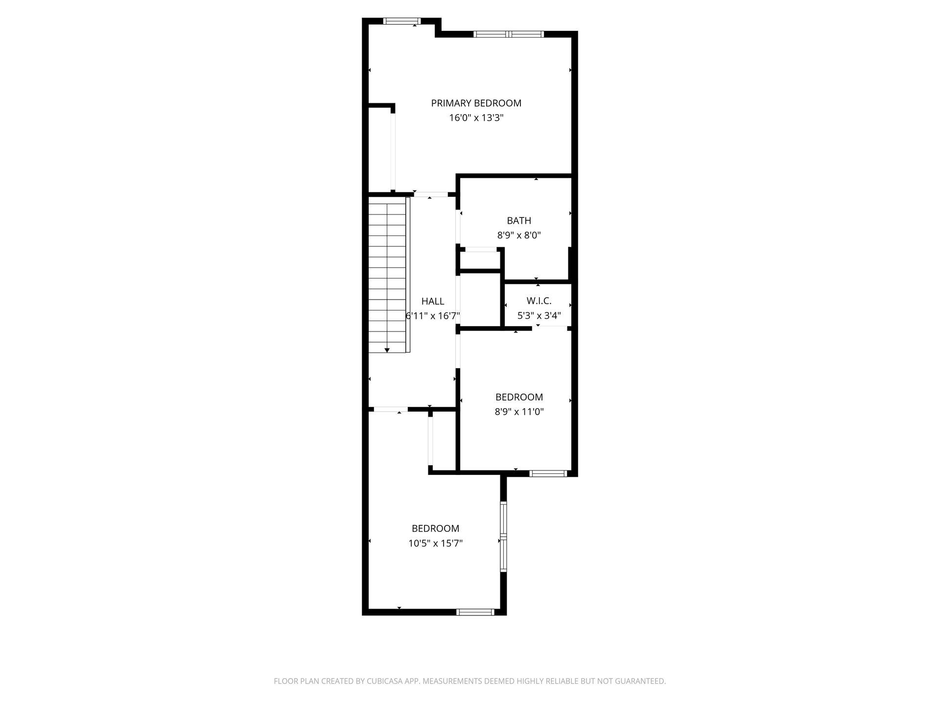 Black-and-white architectural floor plan with multiple rooms and hallways