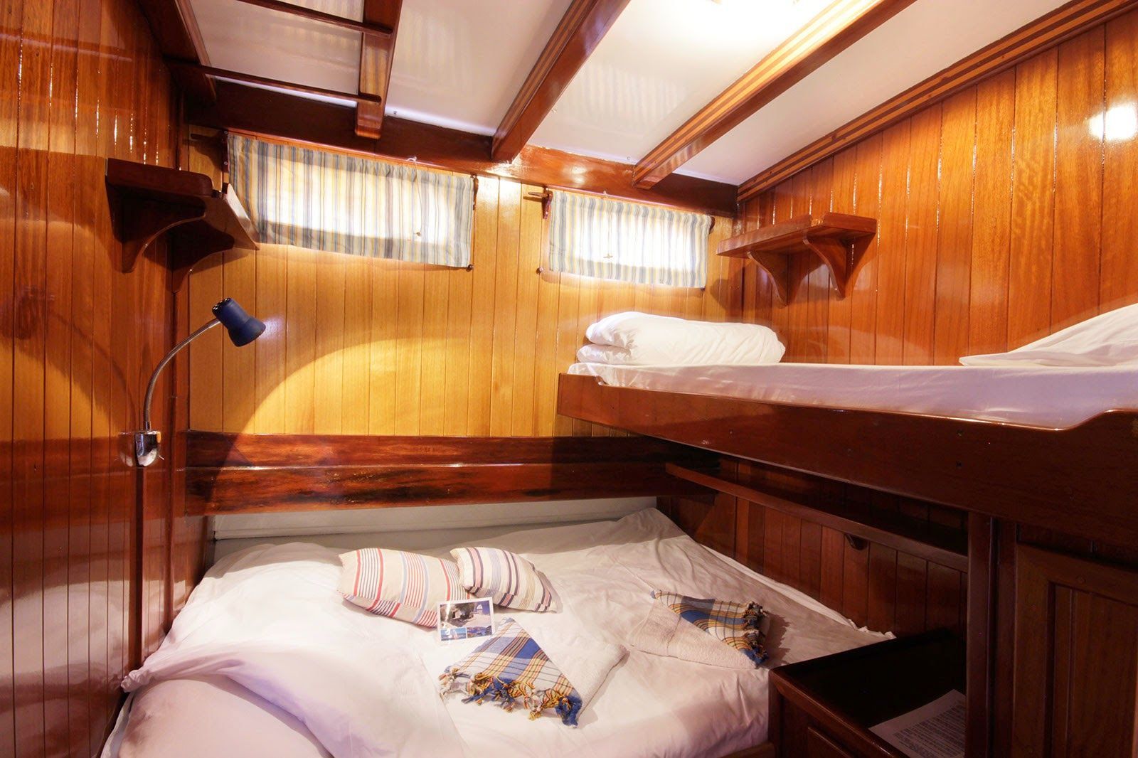 Cabin on a blue voyage.