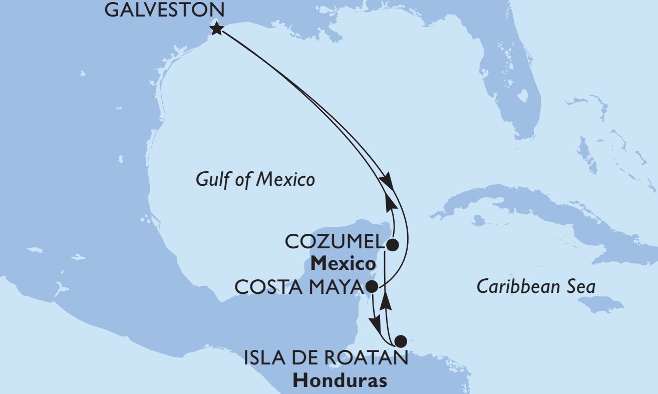 Cruise itinerary from Galveston, TX