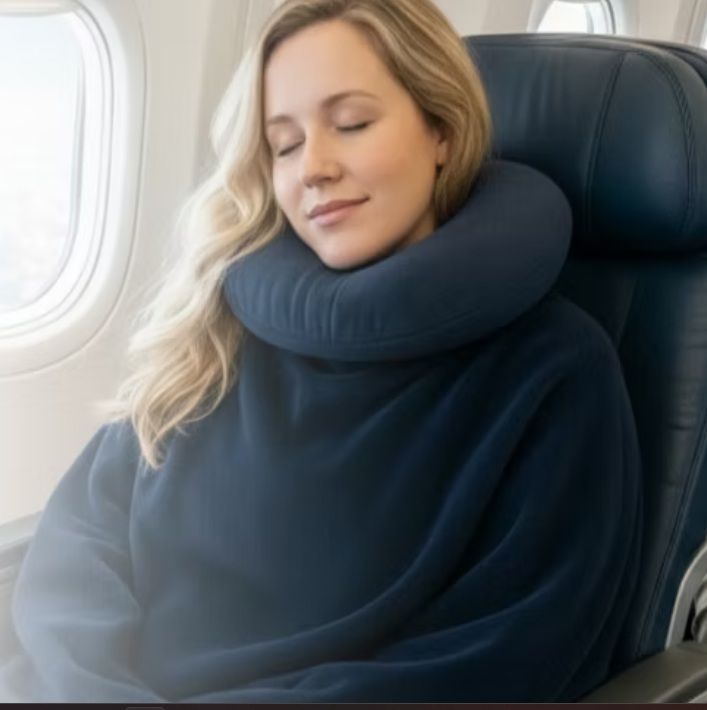 Wander Pillow in use on an airplane