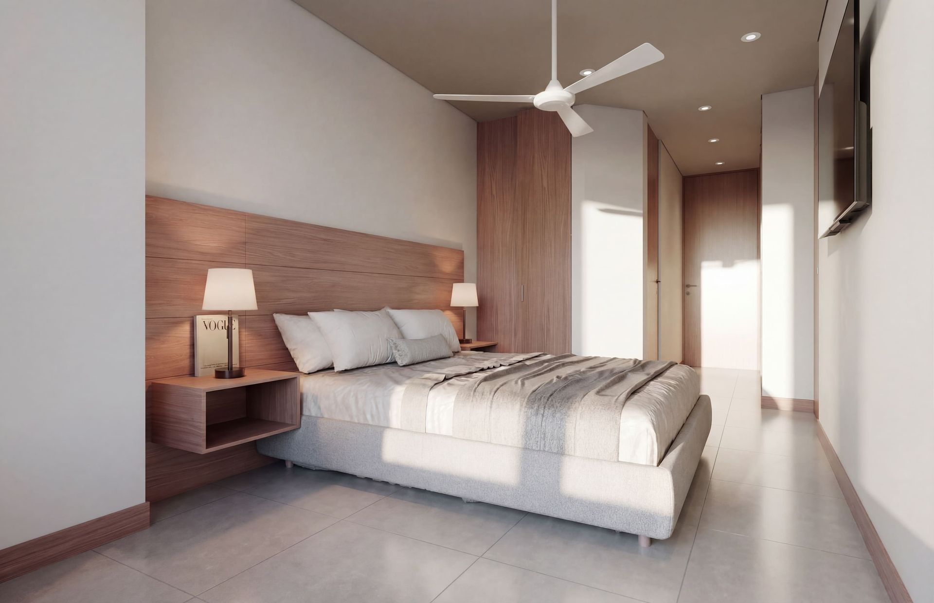 Habitación en hotel Bello Horizonte Santa Marta con cama king, luz natural y diseño moderno en Nuruma Suites
