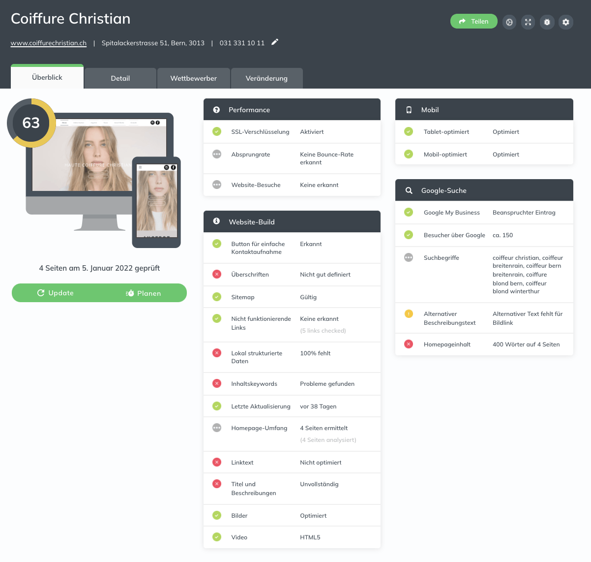screenshot analyse seo