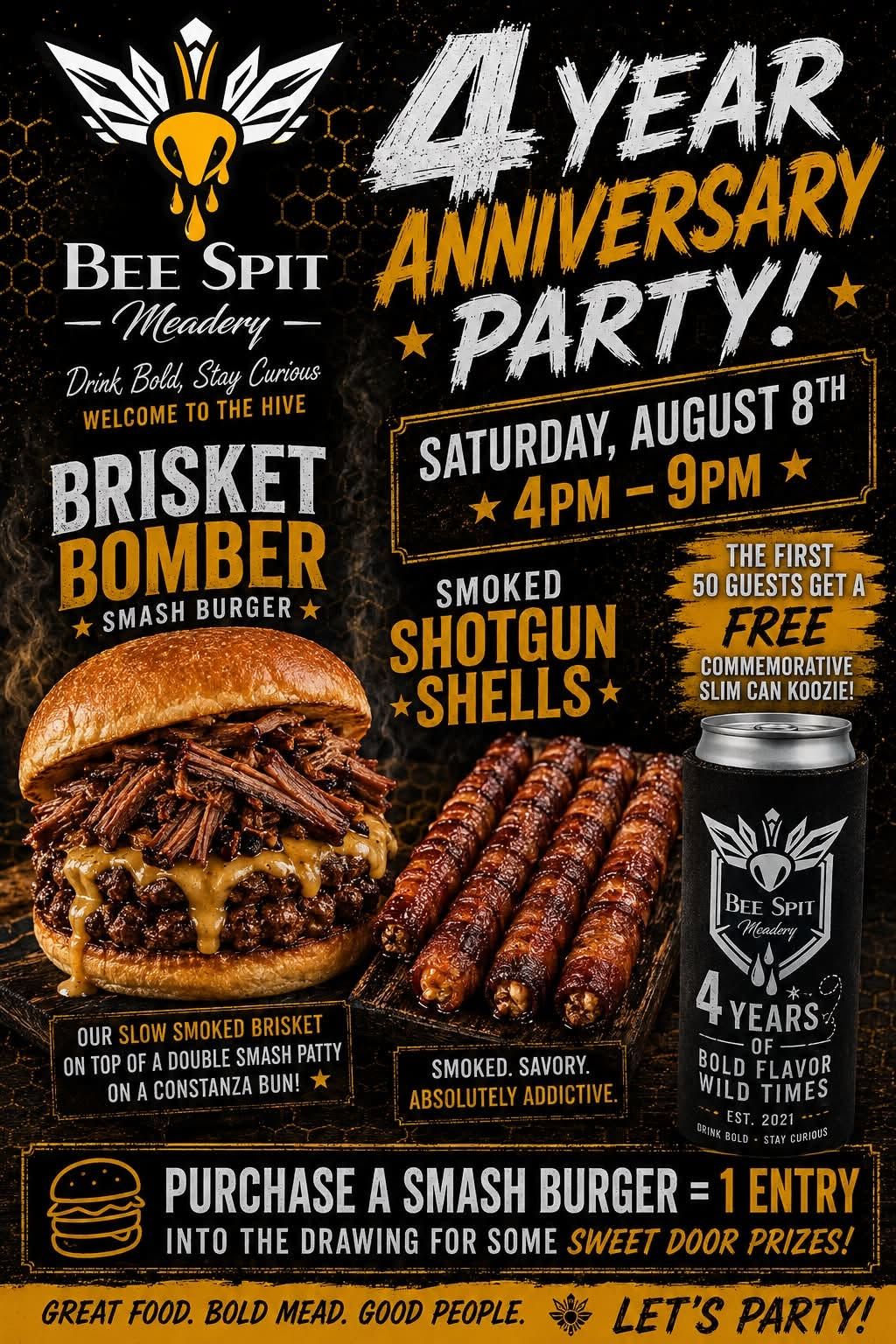 Double-patty burger with melted cheese and caramelized onions, with a beer. 