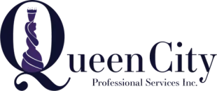 Queen City Professional Services Inc. logo with a purple “Q” and black text on a white background