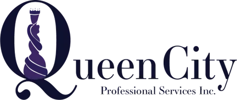 Logo for Queen City Professional Services Inc. with a purple stylized “Q” and black text
