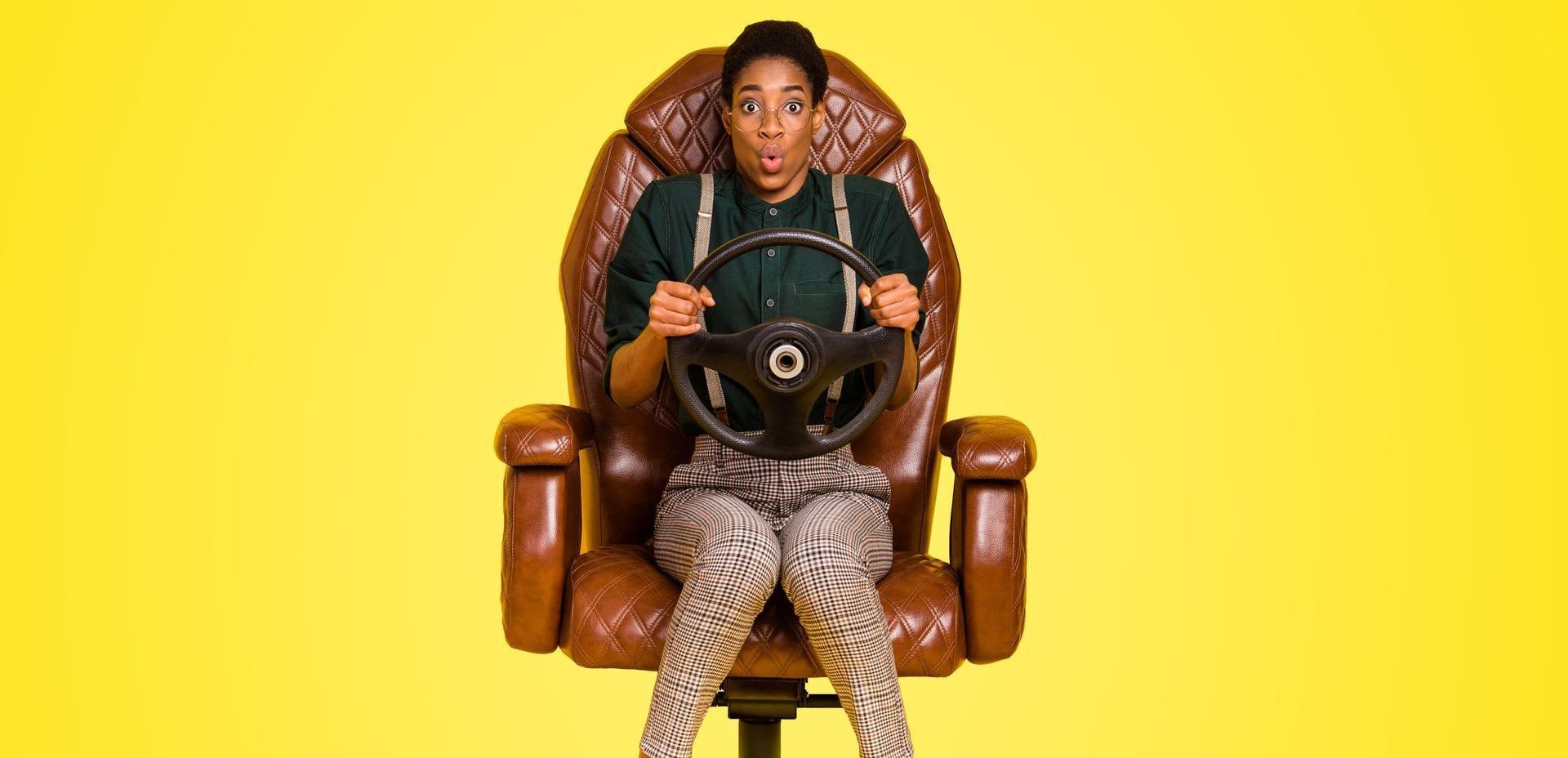 Woman in the 'driving seat'
